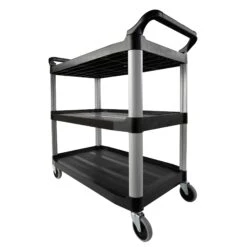 Rubbermaid FG409100BLA Xtra Open Side 3-Shelf Utility Cart
