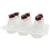 TableCraft 483 Salad Dressing Dispenser Set With Maroon Lids