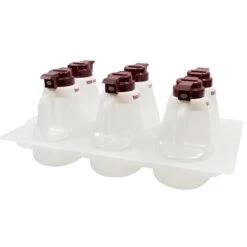 TableCraft 483 Salad Dressing Dispenser Set With Maroon Lids