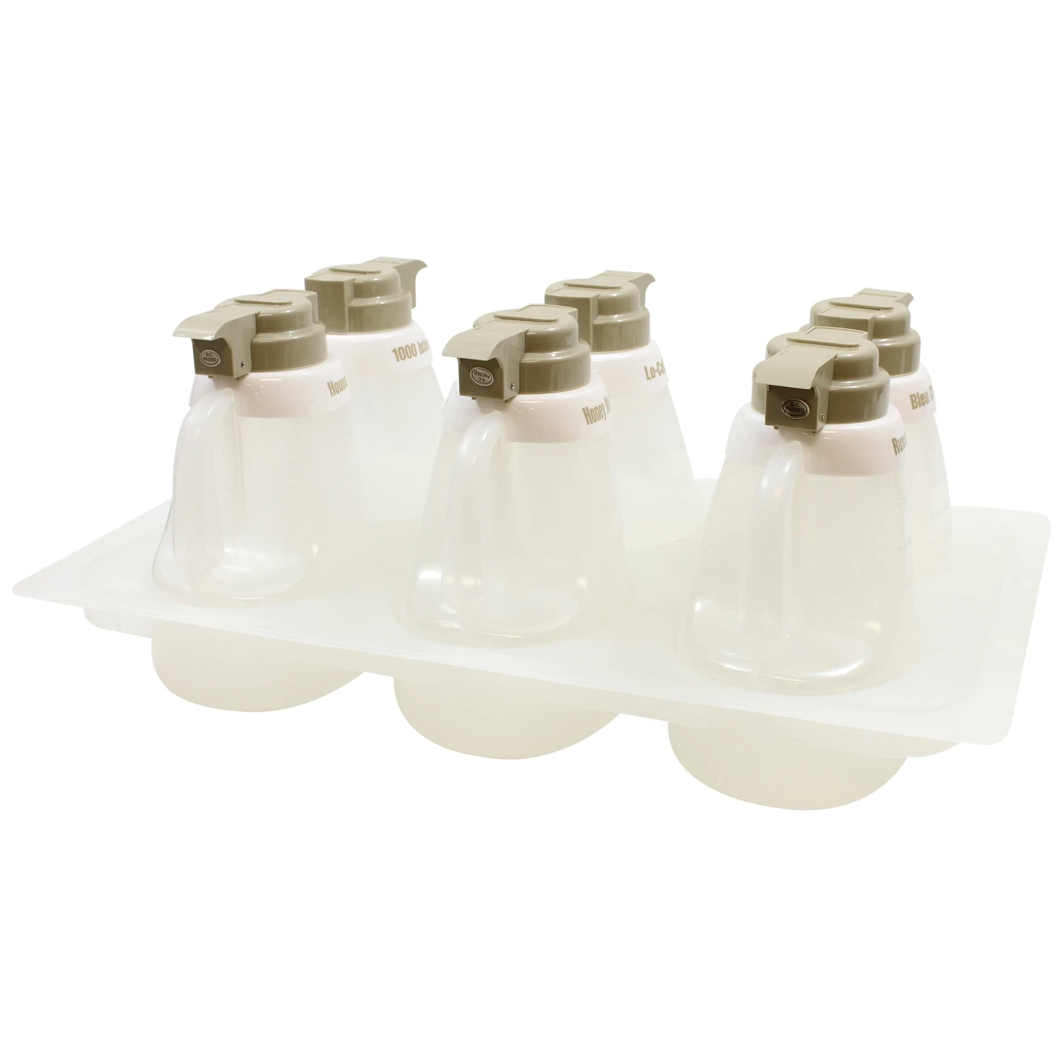 TableCraft 484 Salad Dressing Dispenser Set With Beige Tops - 6 / ST