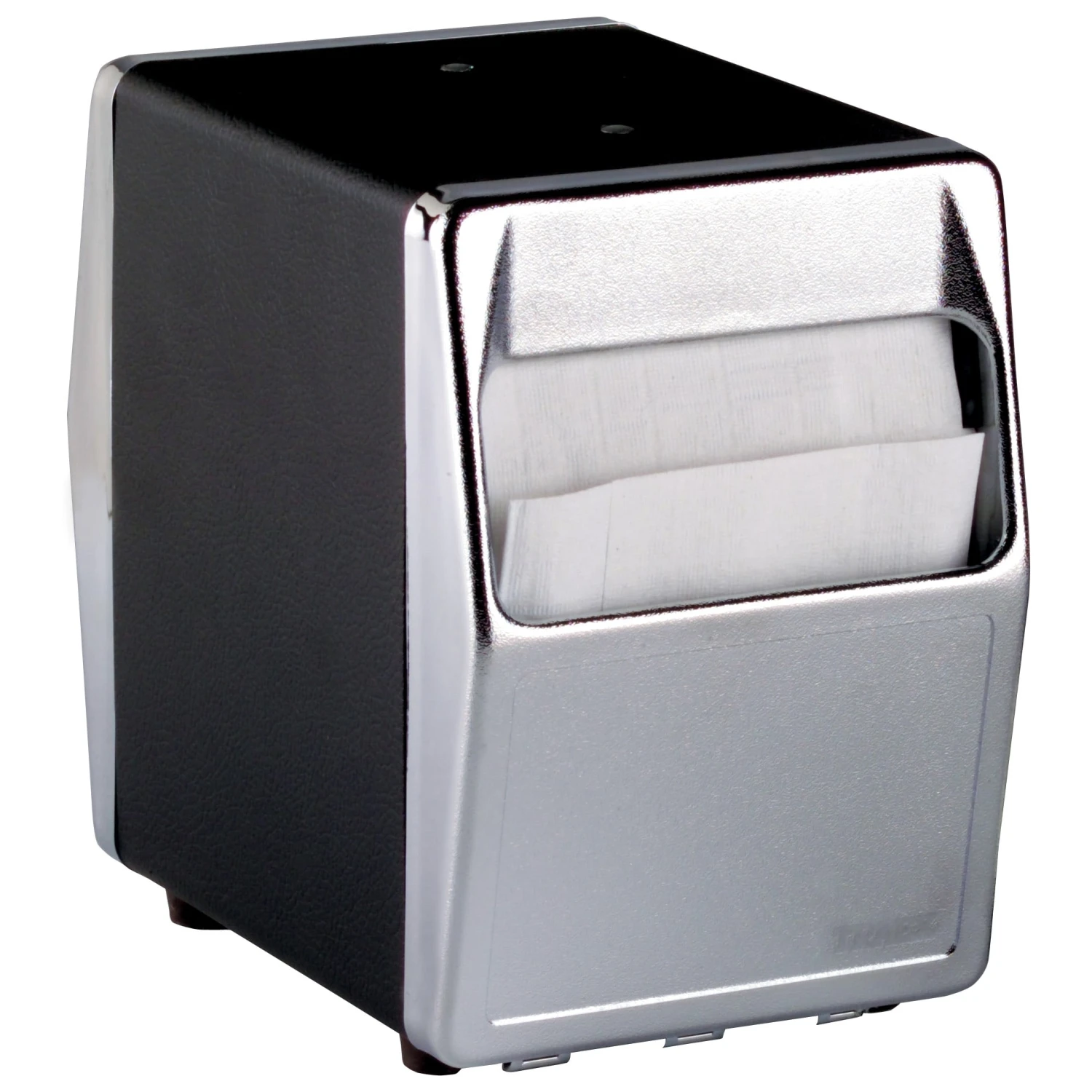 Traex 6509-06 Blk / Chrome 2-Sided Tabletop Napkin Dispenser