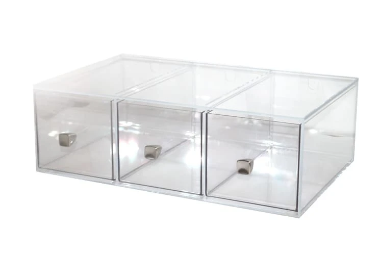 Cal-Mil 1479 Clear 19" X 13" 3 Drawer Bread Box Display