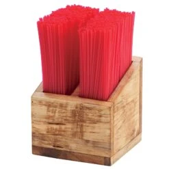 Cal-Mil 3308-99 Madera 2-Compartment Wood Straw / Stir Stick Organizer