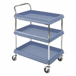 Metro BC2636-3DMB Blue Polymer Deep Ledge 3-Shelf Utility Cart