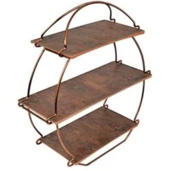 Dalebrook TS3000RW 3-Tier Copper Wire / Rustic Wood Tea Stand