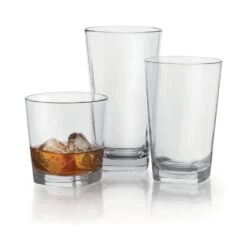 G.E.T. SW-1471-CL Clear Cubed 12 Oz Plastic Beverage Tumbler - 24 / CS