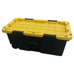 Centrex 20GTBXBLKYW Tough Box Black 20 Gal Tote / Wheels And Yellw Lid