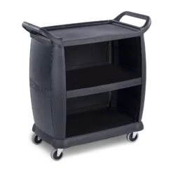 Carlisle CC2036P03 Black 18" X 36" Enclosed Bussing Cart