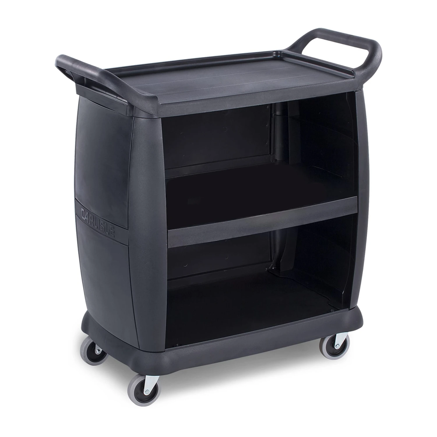 Carlisle CC2036P03 Black 18" X 36" Enclosed Bussing Cart