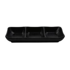 G.E.T. SD-7600-BK Nara Black 3-Compartment Dish - Dozen