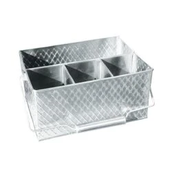 TableCraft 10040 S/S Lattice 4-Compartment Flatware Caddy