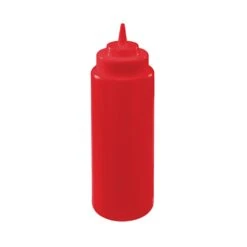Winco PSW-32R Red Wide Mouth 32 Ounce Squeeze Bottle - 6 / PK