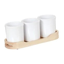 Cal-Mil 3647-32-71 Blonde Melamine Cylinder Tray With 3 Jars