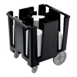 Cambro DCS950110 Versa Black 4 Column Dish Caddies Cart With Cover