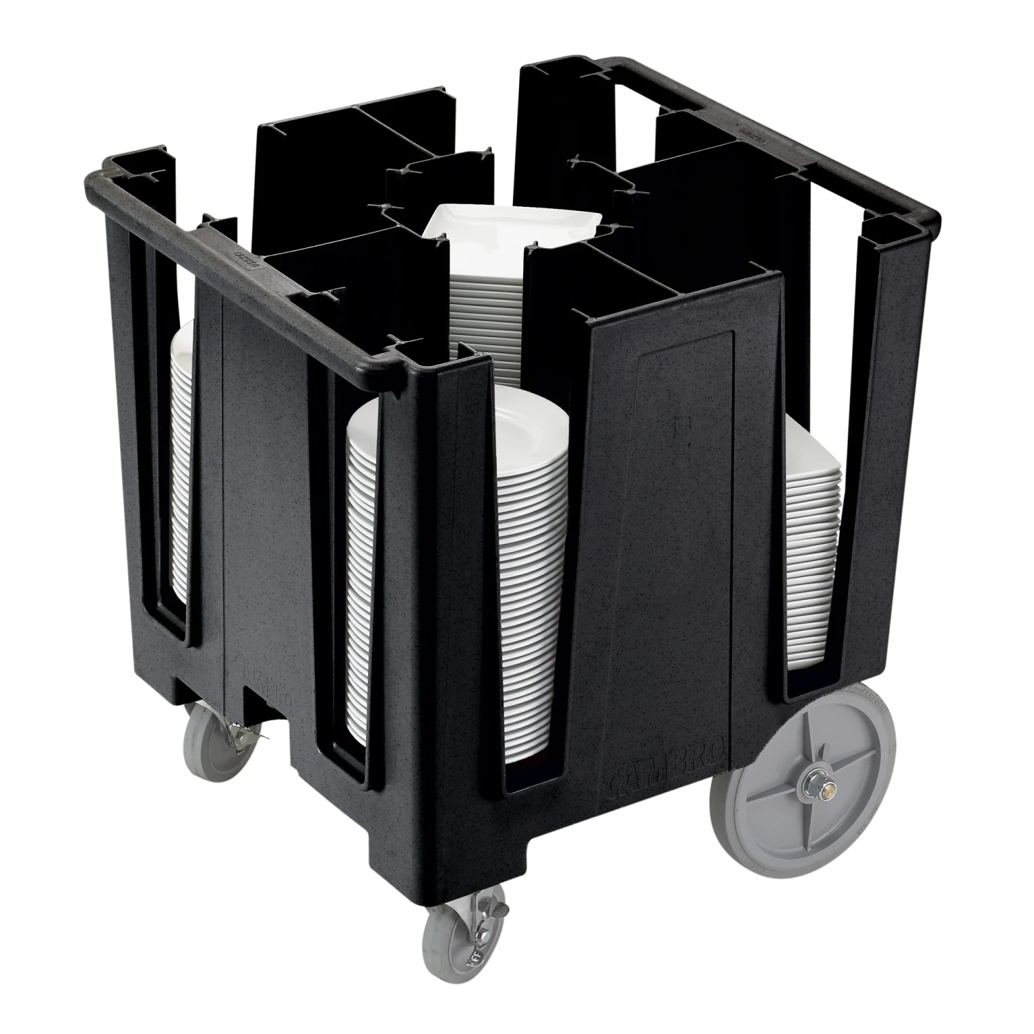 Cambro DCS950110 Versa Black 4 Column Dish Caddies Cart With Cover