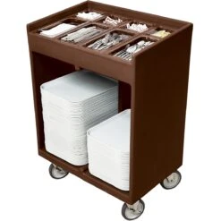 Cambro TC1418131 Dark Brown 14" X 18" Tray & Silverware Cart